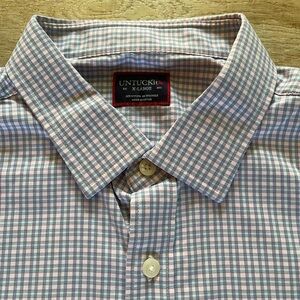 UNTUCKit Men's Plaid Dress Shirt in Blue & Pink